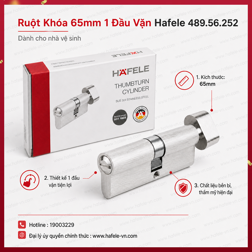 Ruột Khóa 65mm 1 Đầu Vặn Hafele 489.56.252