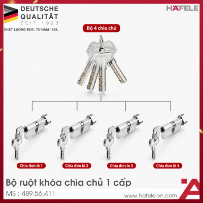 Bộ 4 Ruột Khóa Chìa Chủ Một Cấp Hafele 489.56.411