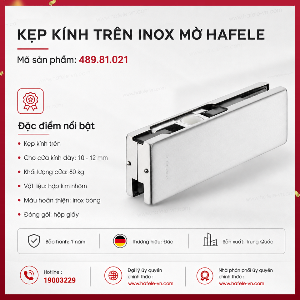 Kẹp Kính Trên Inox Bóng Hafele 489.81.021