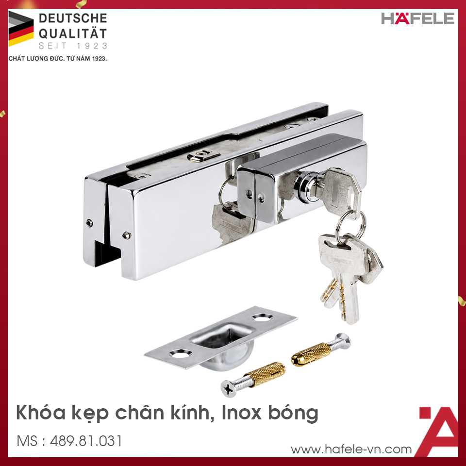 Khóa Kẹp Chân Kính Inox Bóng Hafele 489.81.031