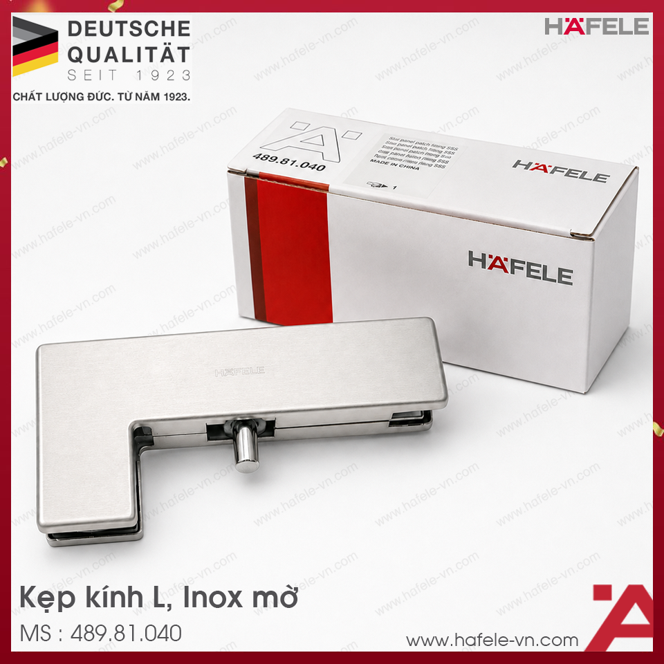 Kẹp Kính Chữ L Inox Mờ Hafele 489.81.040
