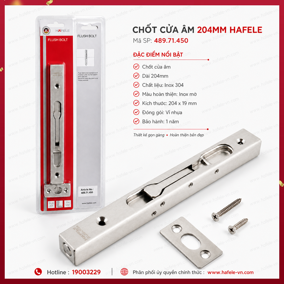 Chốt Cửa Âm 204mm Hafele 489.71.450