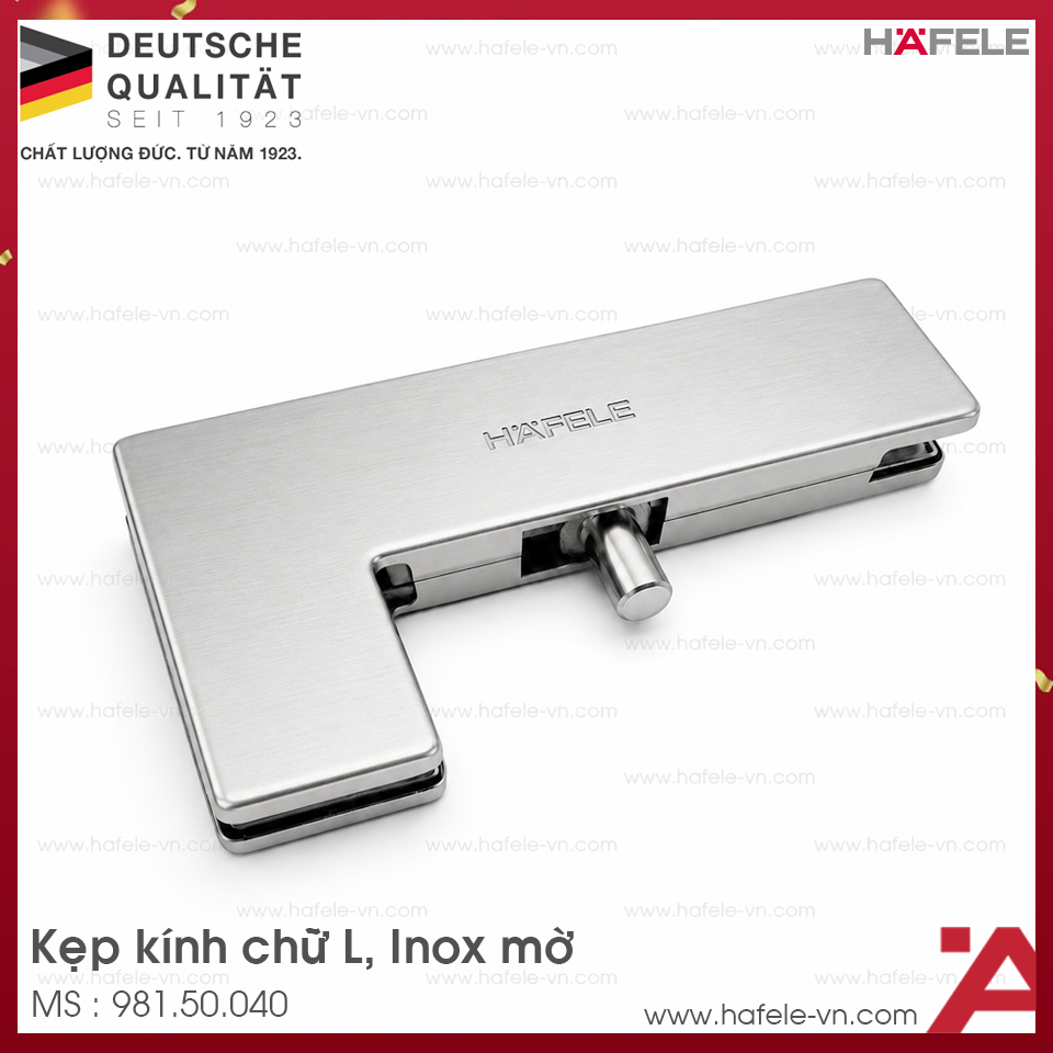Kẹp Kính Chữ L Inox Mờ Hafele 981.50.040