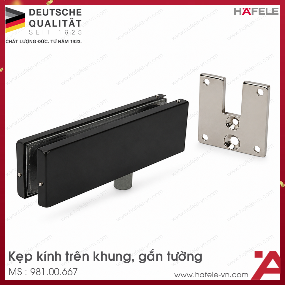 Kẹp Kính Trên Khung Gắn Tường Màu Đen Hafele 981.00.667