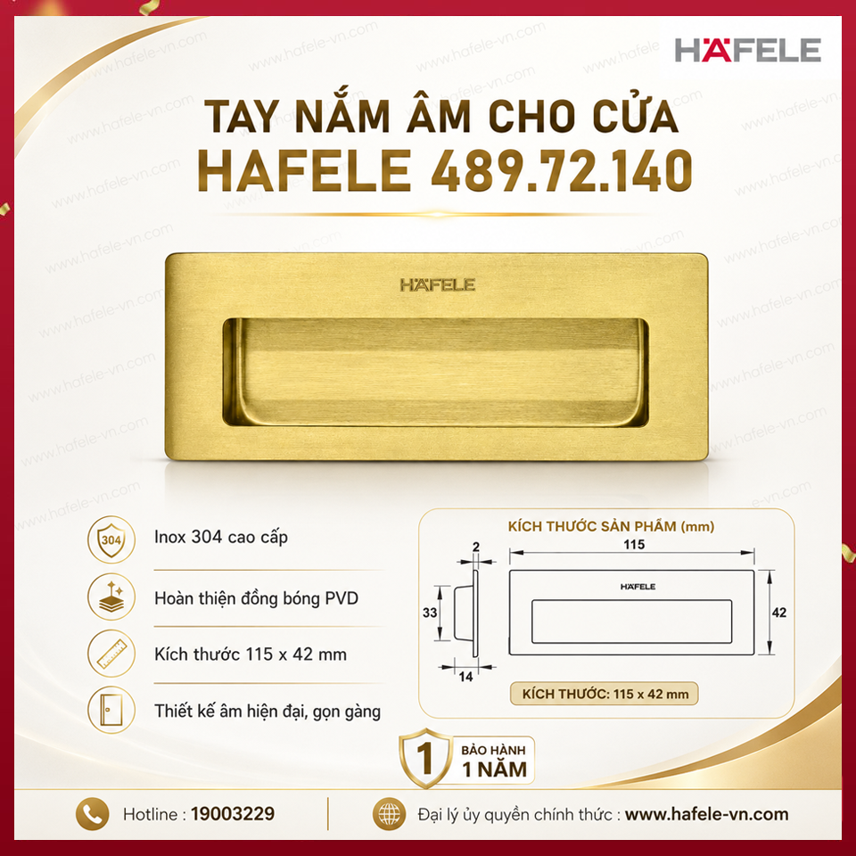 Tay Nắm Âm Cho Cửa Hafele 489.72.140