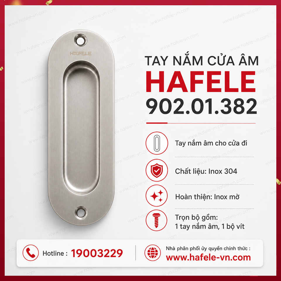 Tay Nắm Cửa Âm Hafele 902.01.382