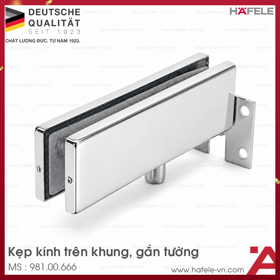 Kẹp Kính Trên Khung Gắn Tường Inox Bóng Hafele 981.00.666