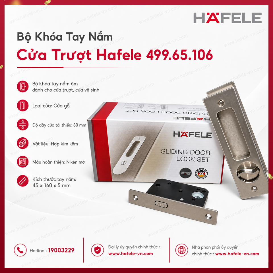 Bộ Khóa Tay Nắm Cửa Trượt Hafele 499.65.106