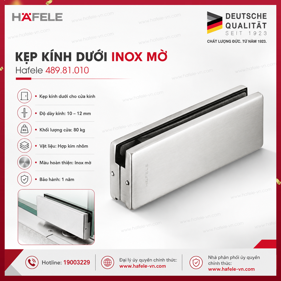 Kẹp Kính Dưới Inox Mờ Hafele 489.81.010