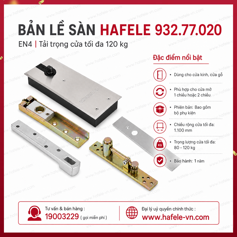 Bản Lề Sàn EN4 Tải Trọng 120Kg Hafele 932.77.020