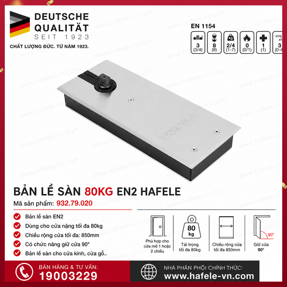 Bản Lề Sàn 80Kg EN2 Hafele 932.79.020