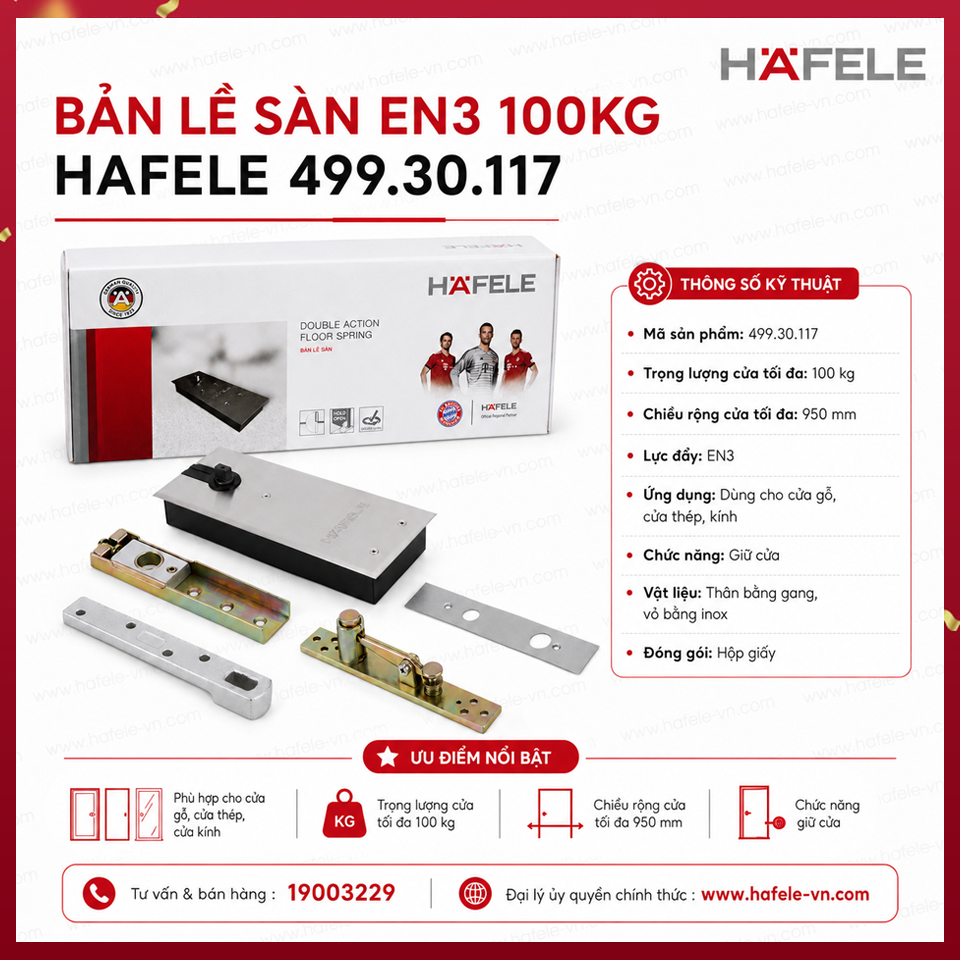 Bản Lề Sàn EN3 100Kg Hafele 499.30.117