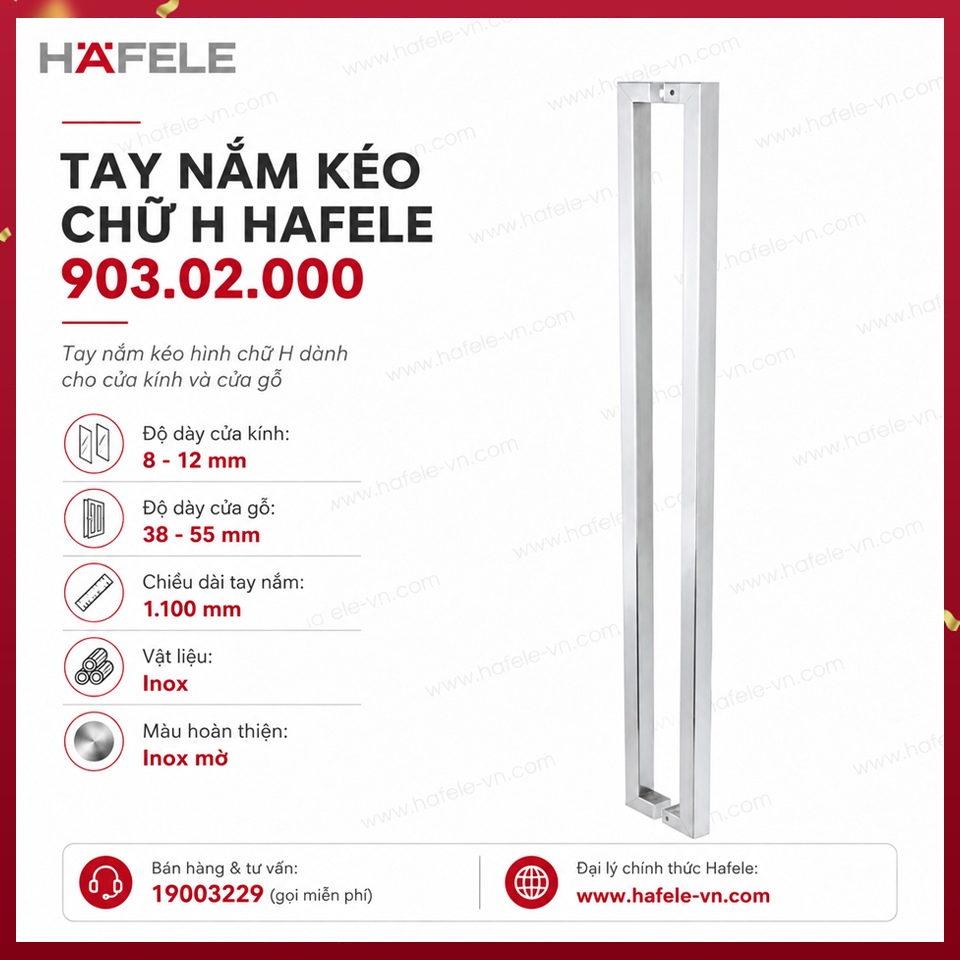 Tay Nắm Kéo Chữ H Dài 1.100mm Hafele 903.02.000
