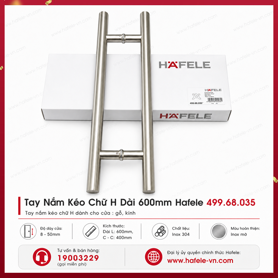 Tay Nắm Kéo Chữ H Dài 600mm Hafele 499.68.035
