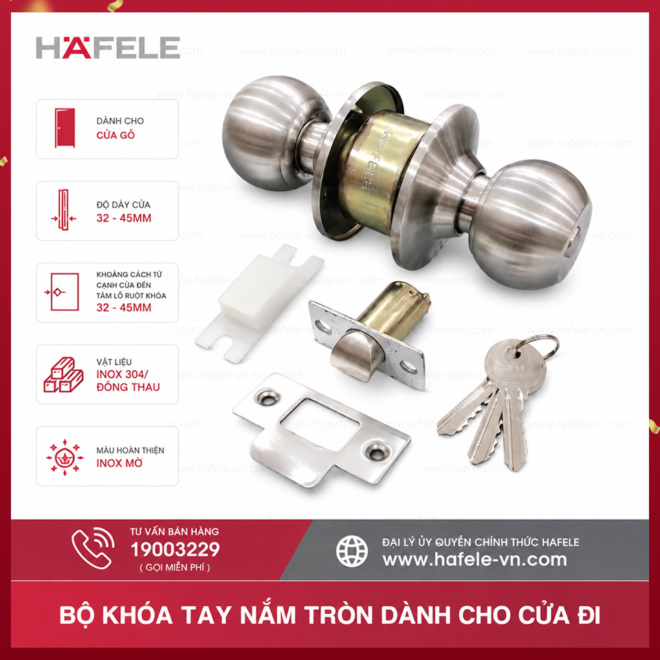 Khóa Tay Nắm Tròn Cửa Đi Hafele 489.93.130