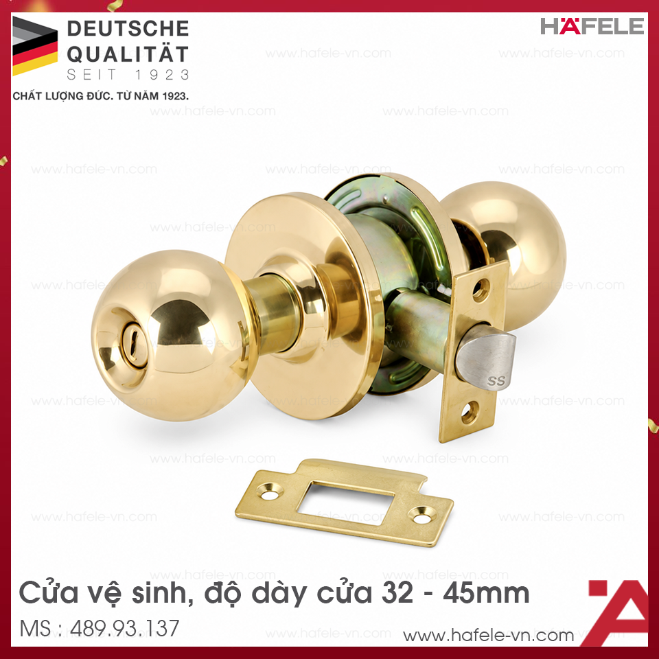 Bộ Khóa Tay Nắm Tròn Cửa WC Hafele 489.93.137