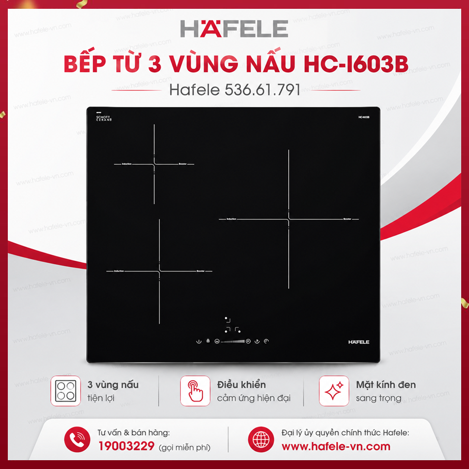 Bếp Từ 3 Vùng Nấu HC-I603B Hafele 536.61.791