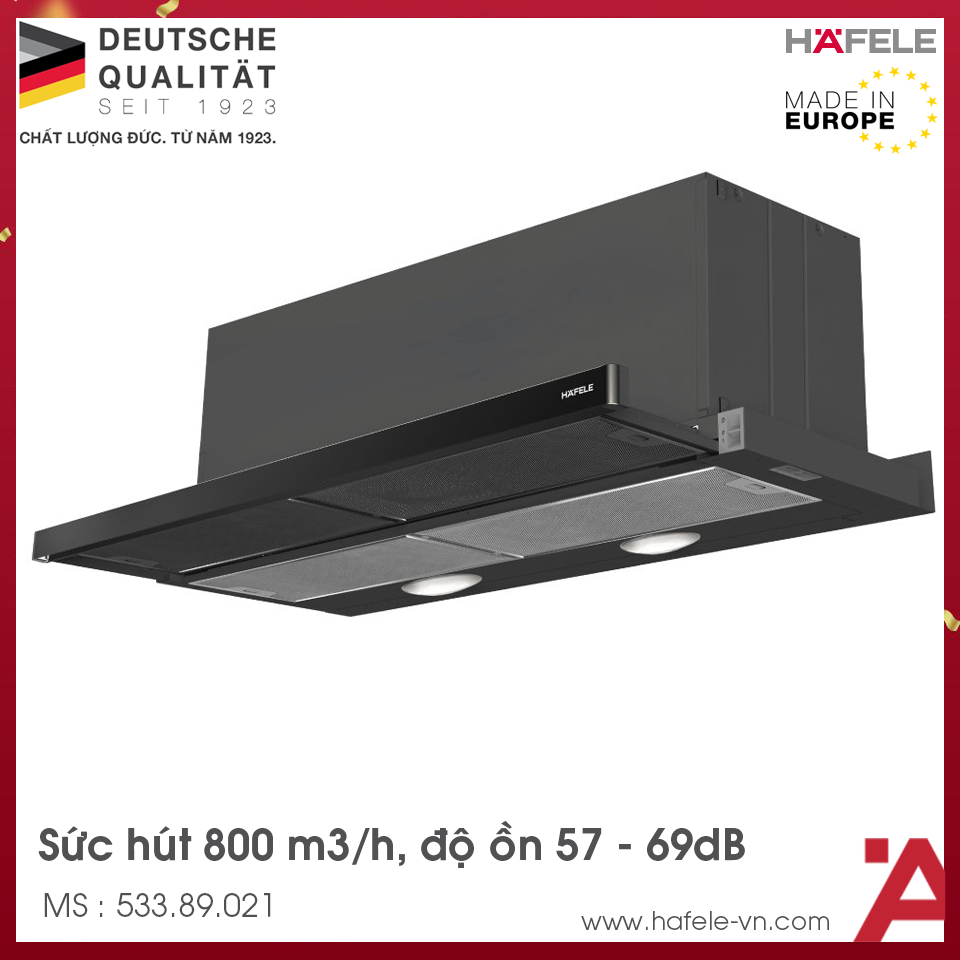 Máy Hút Mùi Âm Tủ Mặt Kính Đen HH-SG70A Hafele 533.89.021