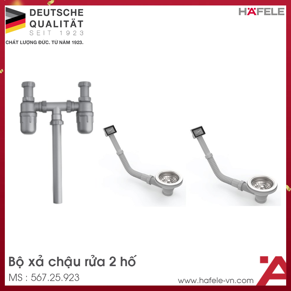 Bộ Xả Cho Chậu Rửa 2 Hộc Hafele 567.25.923