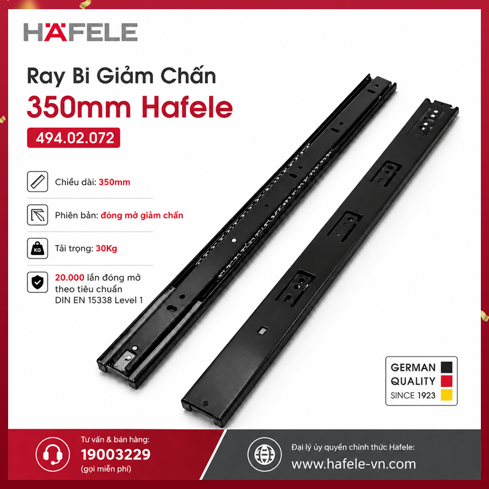 Ray Bi Giảm Chấn 350mm Hafele 494.02.072