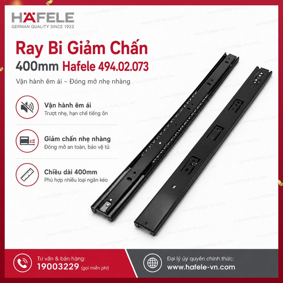 Ray Bi Giảm Chấn 400mm Hafele 494.02.073