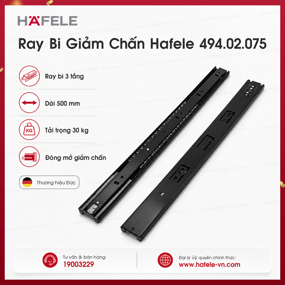 Ray Bi Giảm Chấn 500mm Hafele 494.02.075