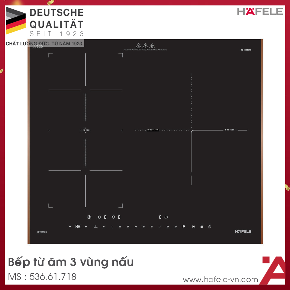 Bếp Từ Lắp Âm 3 Vùng Nấu HC-I60371B Hafele 536.61.718