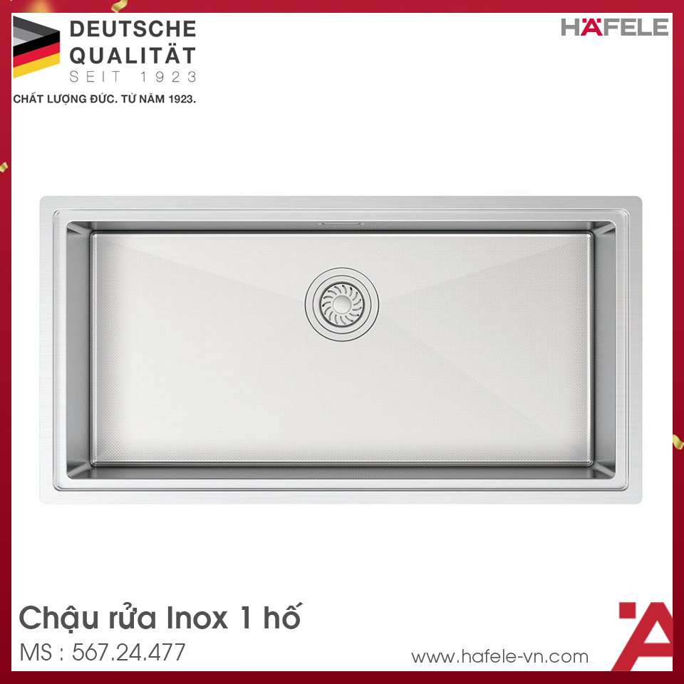 Chậu Rửa Chén Inox HS24-SSN1S-8644 Hafele 567.24.477