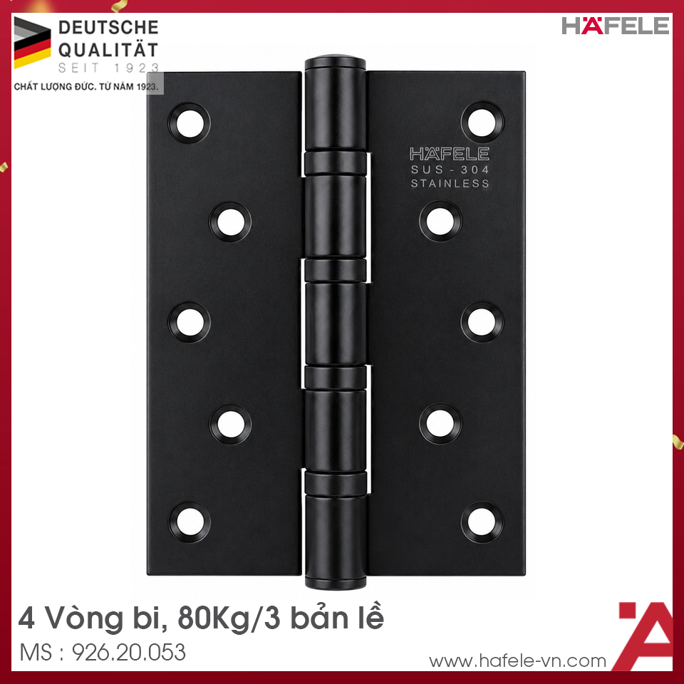 Bản Lề Lá 4 Vòng Bi 80Kg Hafele 926.20.053