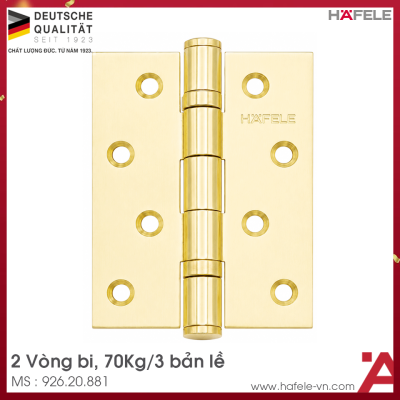 Bản Lề Lá 2 Vòng Bi 70Kg Màu Đồng Bóng Hafele 926.20.881