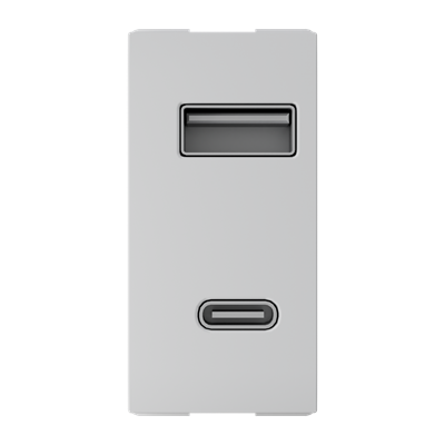 Ổ cắm USB đôi 3,1A, 1 mô đun, màu trắng