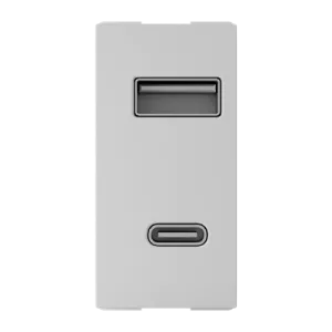 Ổ cắm USB đôi 3,1A, 1 mô đun, màu trắng