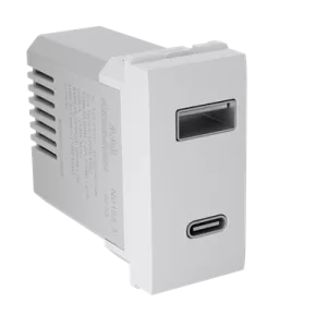 Ổ cắm USB đôi 3,1A, 1 mô đun, màu trắng