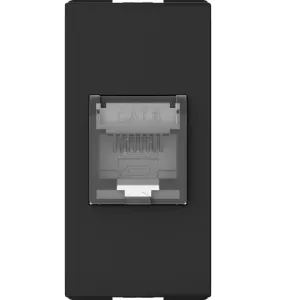 Ổ cắm data RJ45 Cat.6, 1 mô đun, màu đen