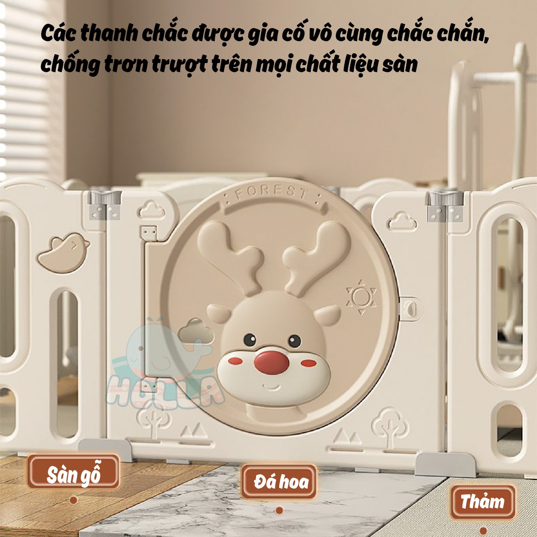 Quây Tuần Lộc trơn Holla chống trơn trượt trên mọi chất liệu mặt sàn