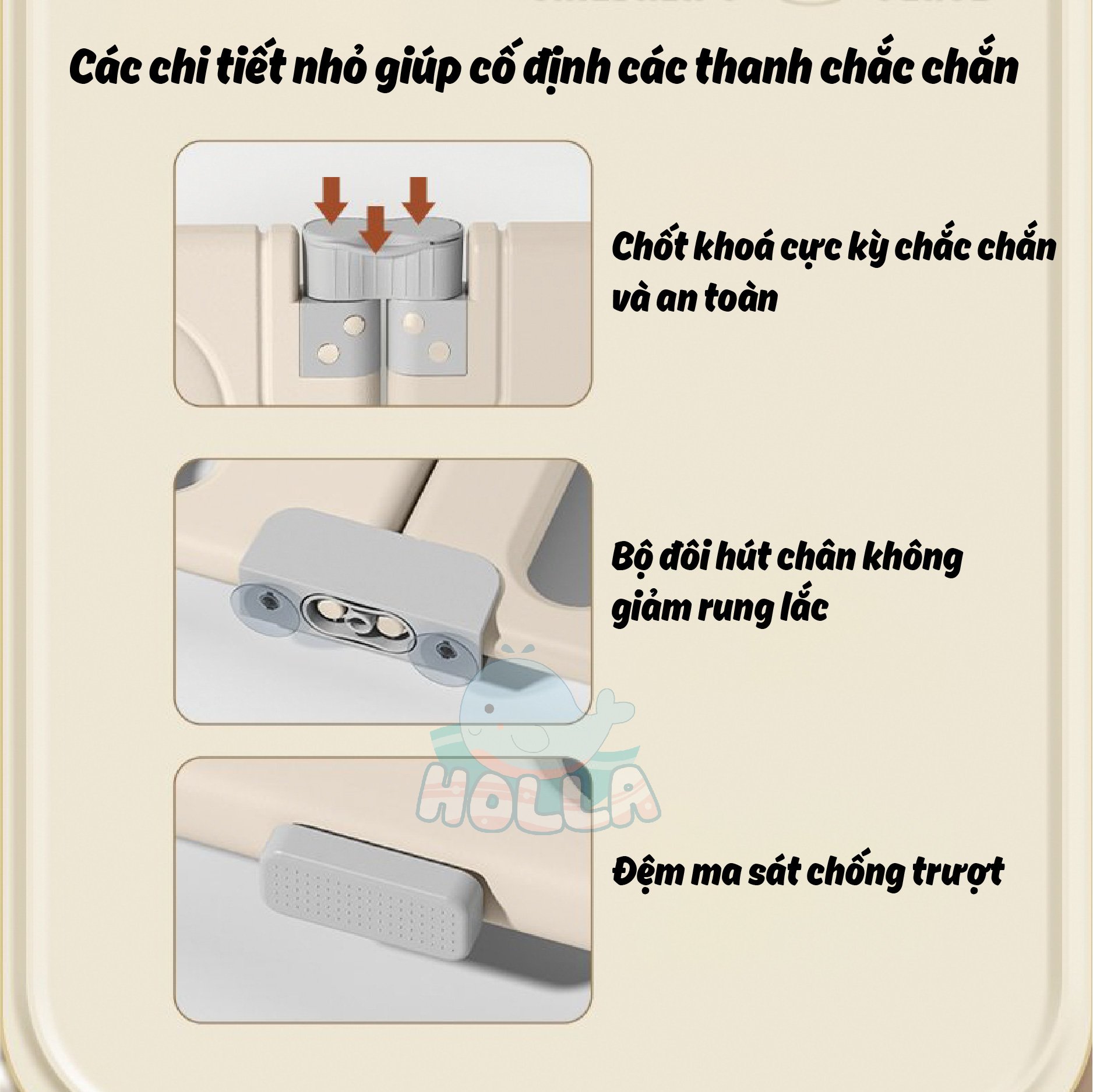 Quây Tuần Lộc trơn Holla các chi tiết nhỏ giúp gia cố quây thêm chắc chắn