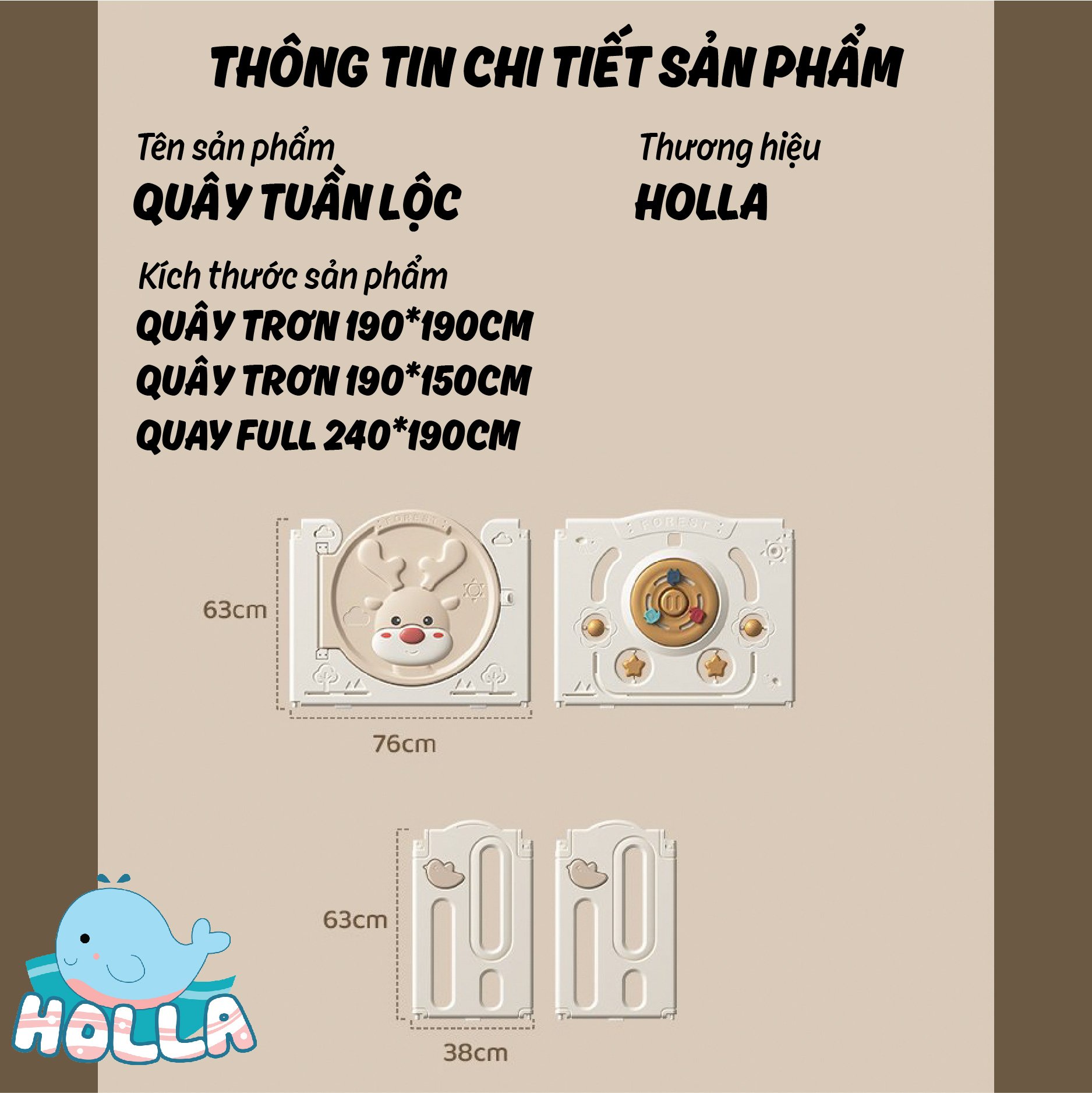 Thông tin sản phẩm quây Tuần Lộc trơn Holla 