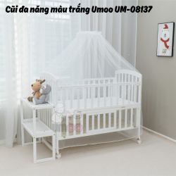 Cũi gỗ đa năng sơn trắng Umoo