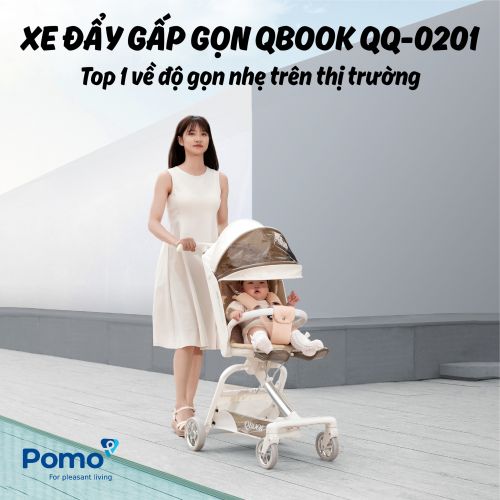 Xe đẩy gấp gọn Qplay Qbook trắng QQ-0201