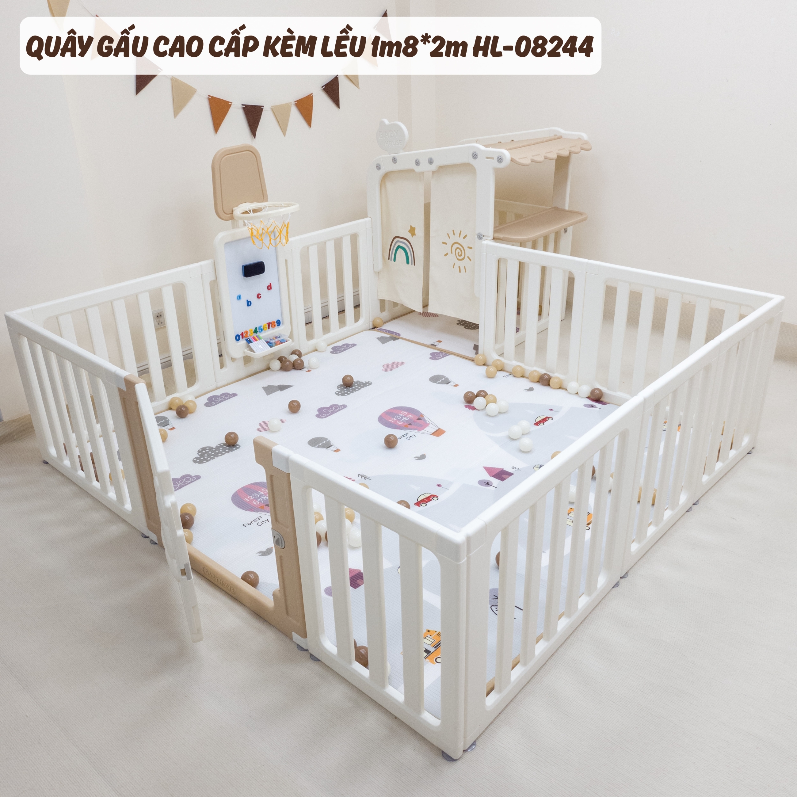 Quây Gấu cao cấp kèm lều 1m8*2m