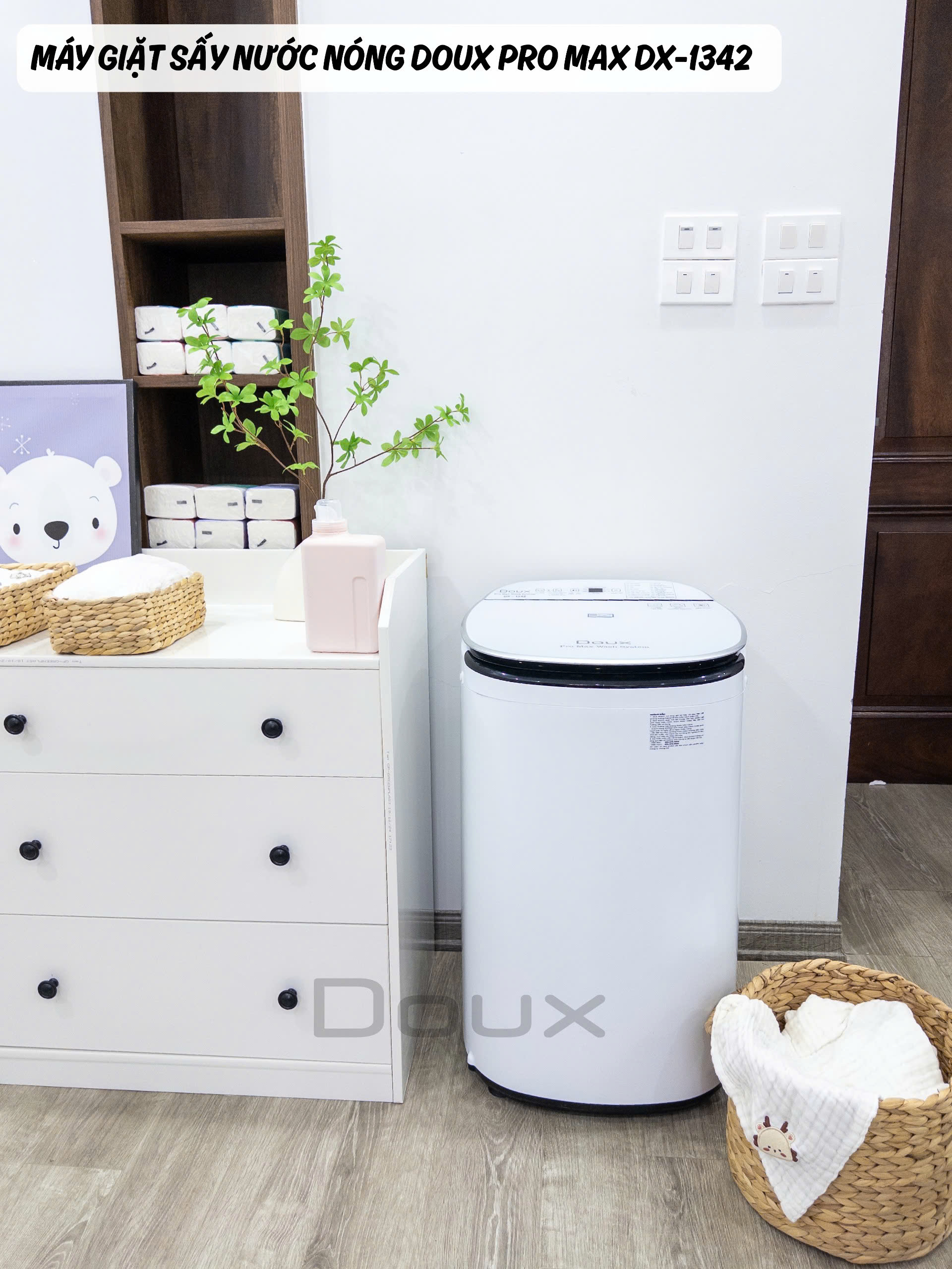 Máy giặt sấy nước nóng cao cấp Doux Pro Max DX-1342