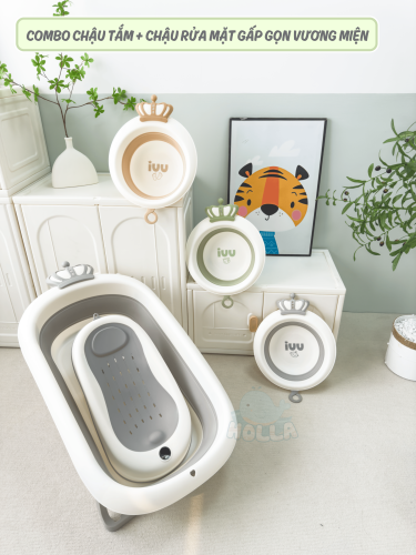 Combo chậu tắm và chậu rửa mặt vương miện gấp gọn Holla