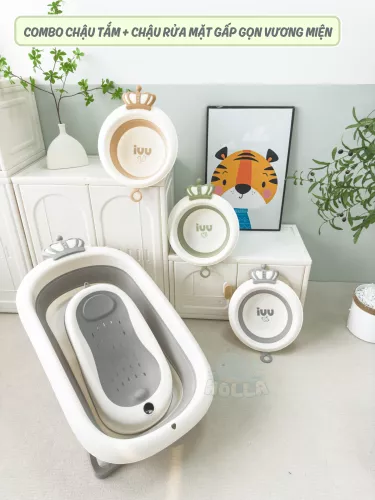 Combo chậu tắm và chậu rửa mặt vương miện gấp gọn Holla