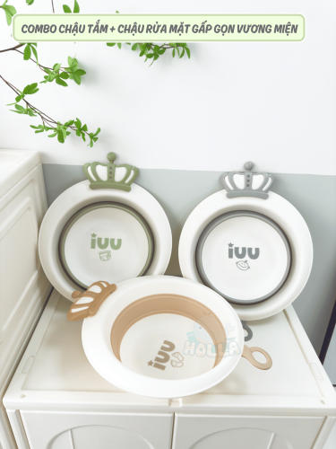Combo chậu tắm và chậu rửa mặt vương miện gấp gọn Holla