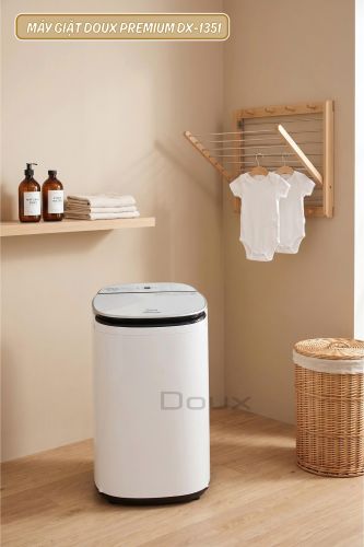 Máy giặt sấy Doux Premium DX-1351 4.5kg giặt đồ riêng cho bé, tích hợp sấy khô, 12 chương trình giặt-sấy, Inverter tiết kiệm điện, vận hành êm ái, nhỏ gọn.