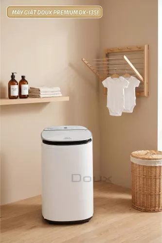 Máy giặt sấy Doux Premium DX-1351 4.5kg giặt đồ riêng cho bé, tích hợp sấy khô, 12 chương trình giặt-sấy, Inverter tiết kiệm điện, vận hành êm ái, nhỏ gọn.