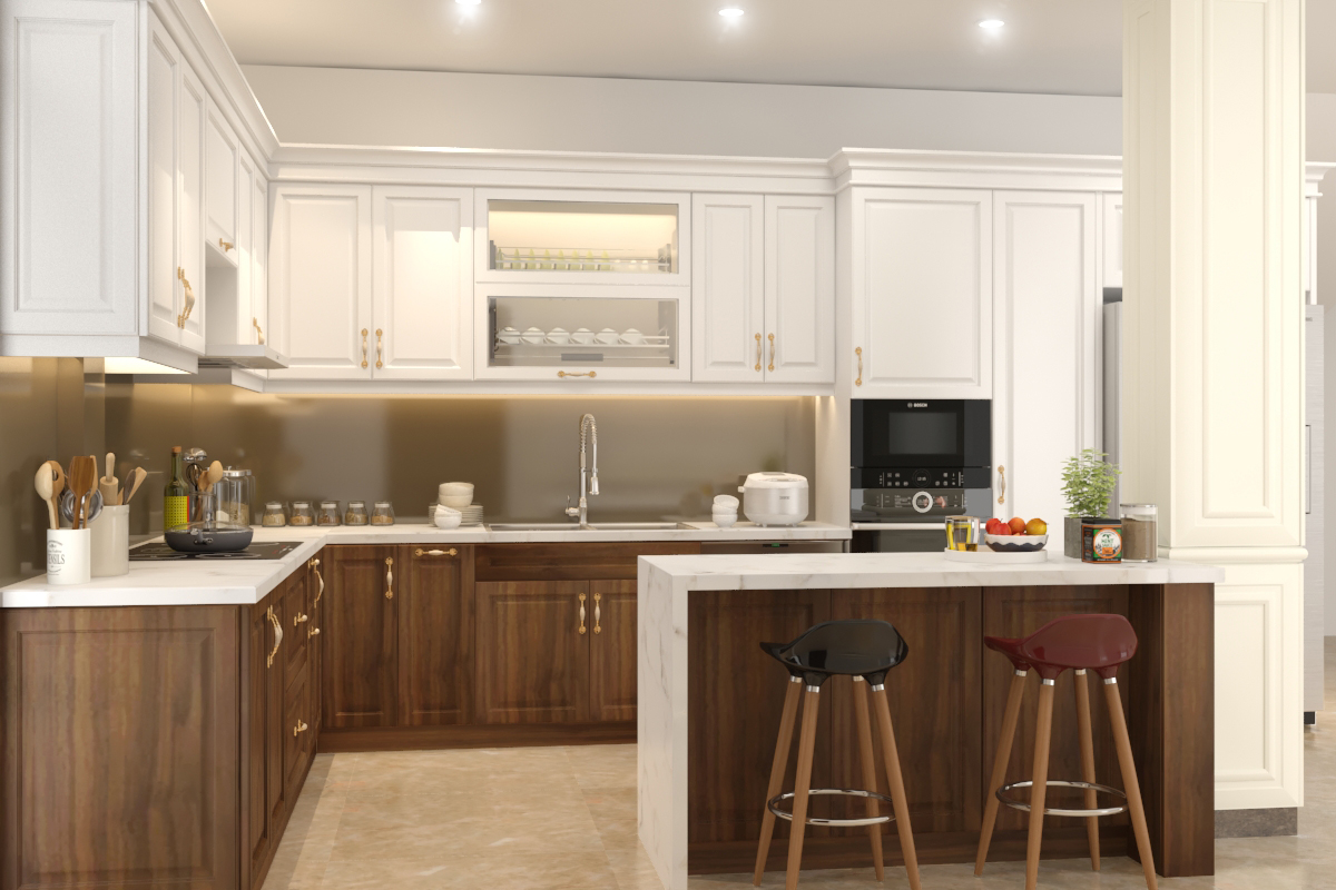 DỰ ÁN THIẾT KẾ PHÒNG BẾP BIỆT THỰ KDT VÂN CANH