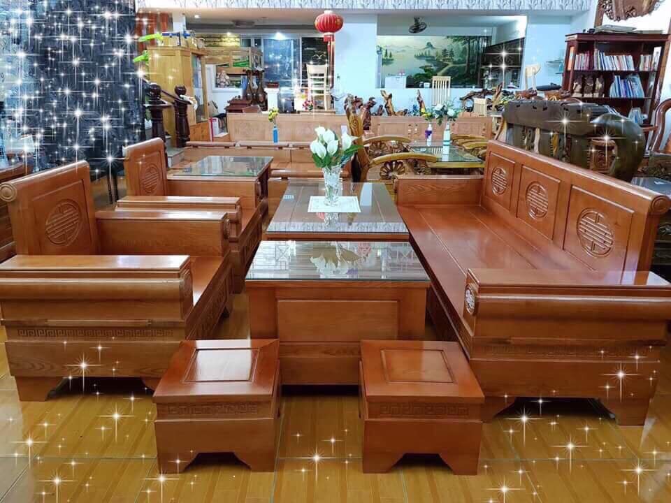 Bộ bàn ghế sofa Pháo đối gỗ sồi