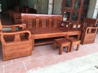 Bộ bàn ghế sofa cuốn thư gỗ sồi