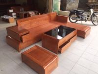 Bộ bàn ghế sofa góc cong gỗ sồi